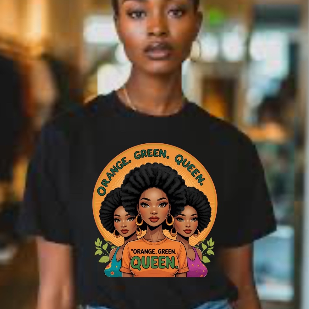 Orange, Green , Queen shirt